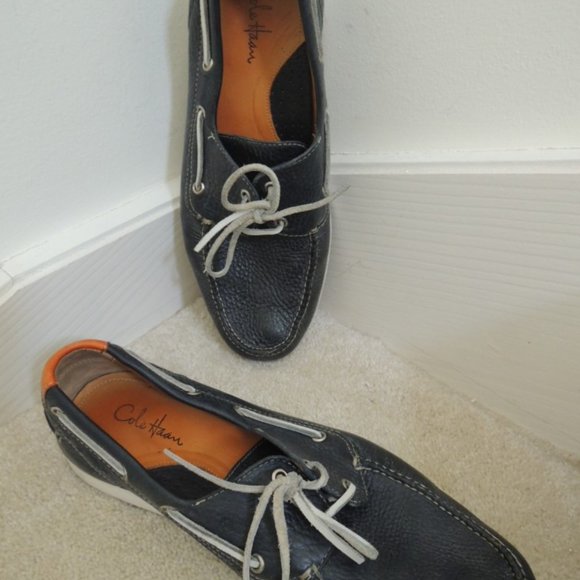 Cole Haan, NikeAir Shoes Mens Boat Shoes Size 1 M Navy Leather Slip